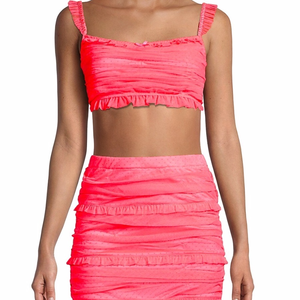 Women's Pink For Love & Lemons Neon Coral Vixen Swiss-dot